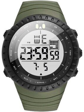 Men's Green White Analog Quartz Sports Outdoor Waterproof Military Digital Watch